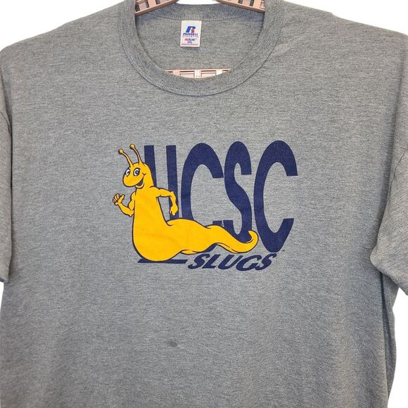 Vintage Santa Cruz University Slugs Mascot Russell Athletic Grey T-Shirt XXL - Picture 2 of 14